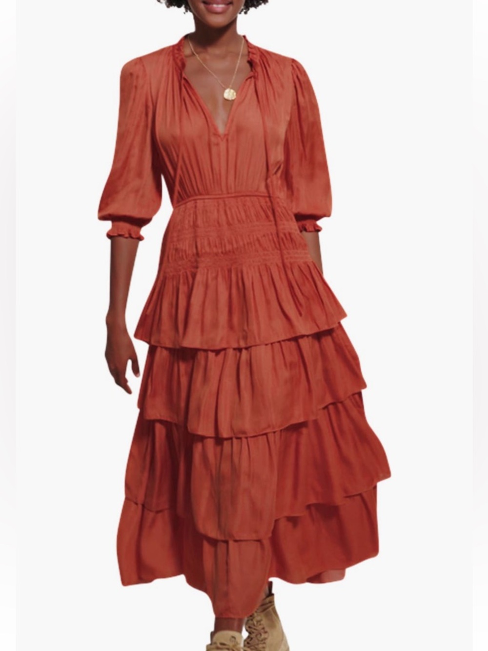Maje Satin Tiered Dress